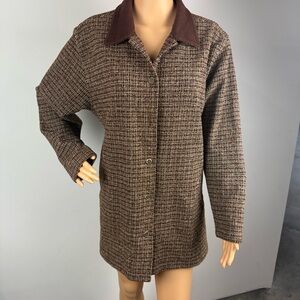 L.L. Bean Womens Large Vintage Nutmeg Jacket Brown Tweed SEE ALL.